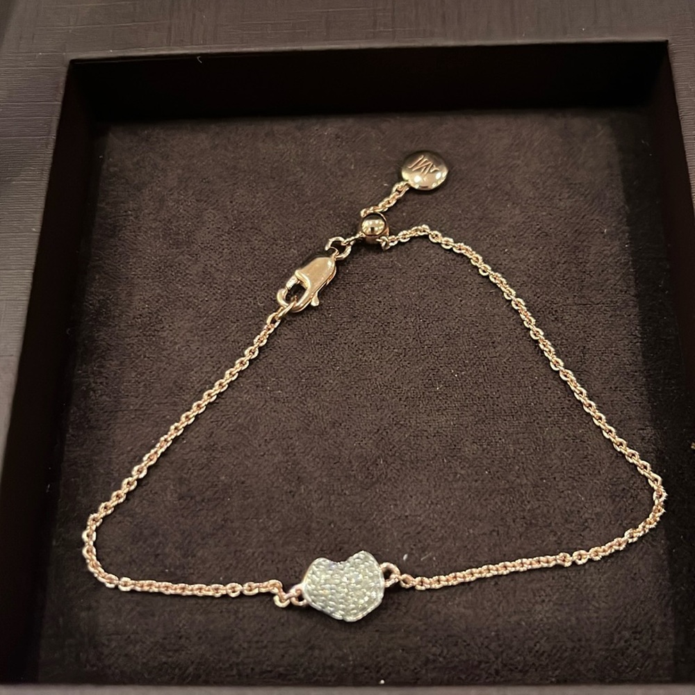 🌟MONICA VINADER Nura Mini Heart Bracelet 18k Rose Gold Vermeil & Diamond NEW - Picture 2 of 4